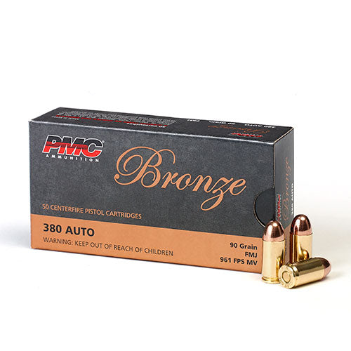PMC Bronze Handgun Ammunition .380 ACP 90 gr FMJ 920 fps 250rds