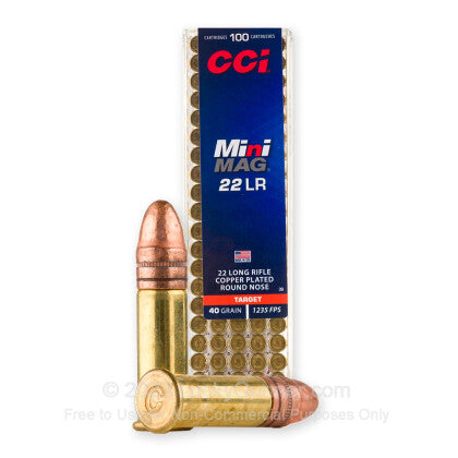 CCI Target Mini-Mag Rimfire Ammunition .22 LR 40 gr CPRN 1235 fps 100/ct