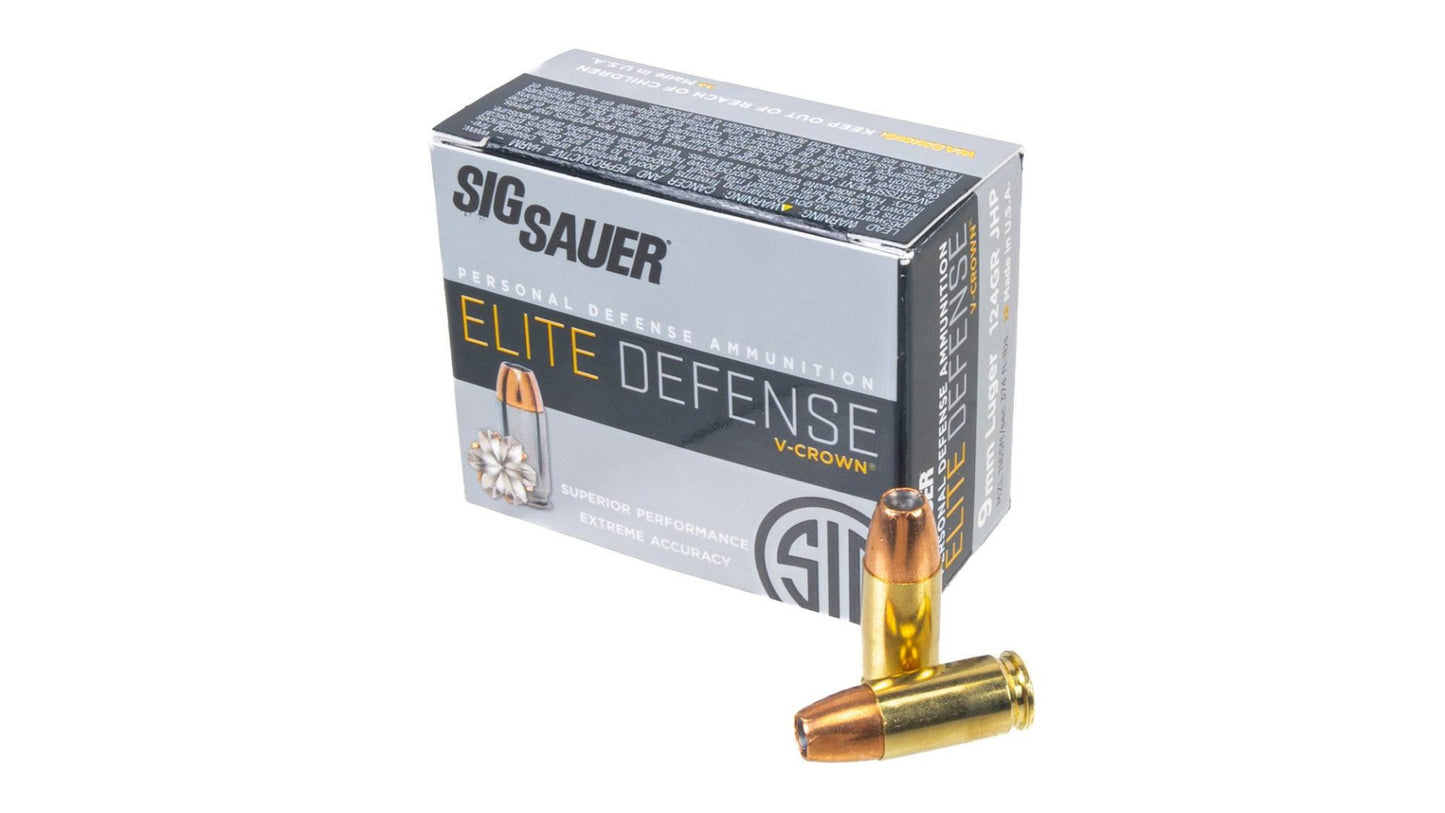 Sig Sauer Elite Performance Pistol Ammunition 9mm 124 gr Elite V-Crown JHP Box 20